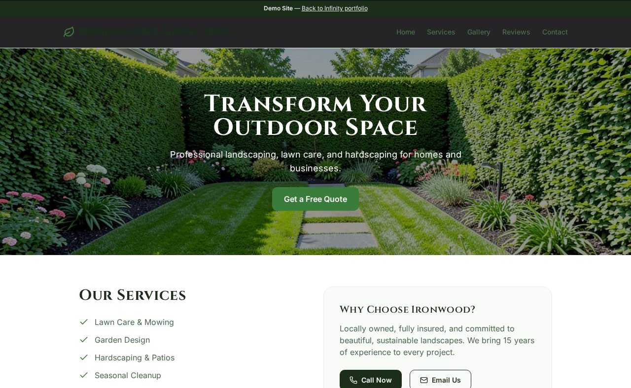 Screenshot of the Ironwood Landscaping website