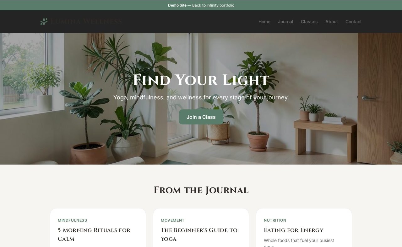 Screenshot of the Lumina Wellness Journal website